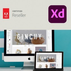 Productafbeelding met het logo van Adobe XD en Cerfitied Adobe Reseller.